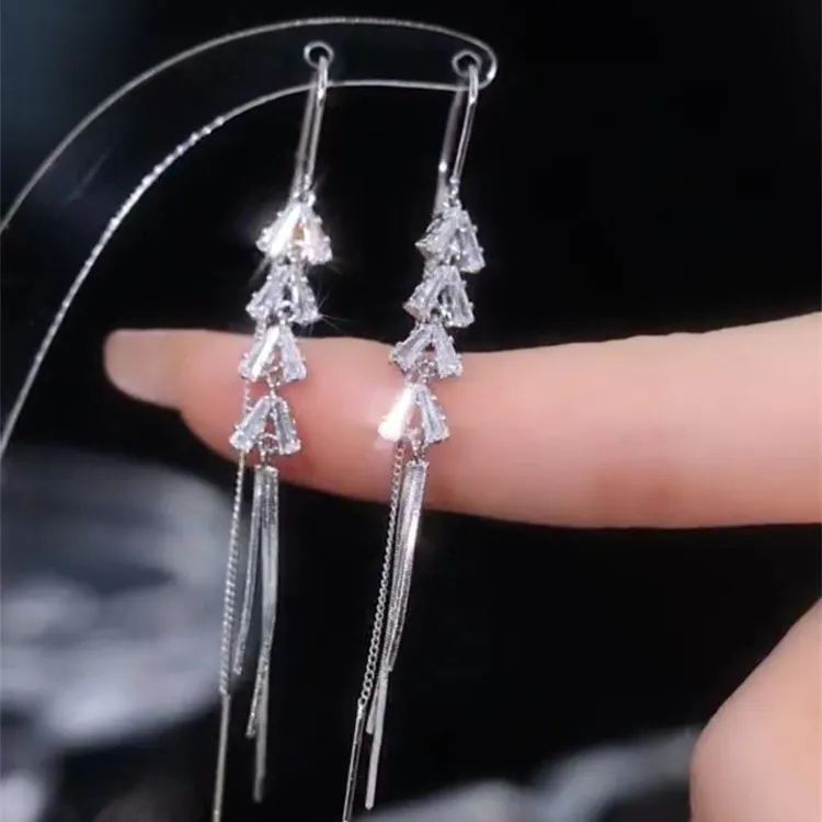 铜合金耳饰 麦穗流苏轻奢简约长款树叶树脂气质高级耳饰J-049