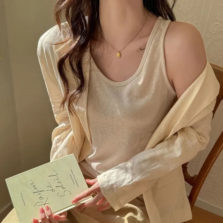 [夏季新款]韩系宽松百搭慵懒风可外穿无袖遮肉骑行服