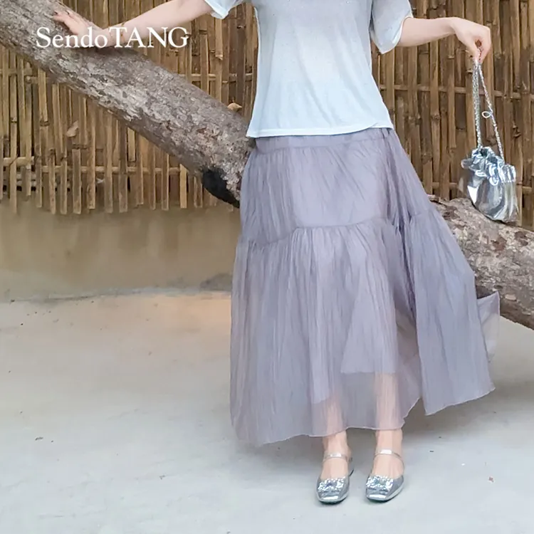 现货超仙纱裙【舞步翩翩】胖多女装夏季时尚休闲高级感高腰半身裙