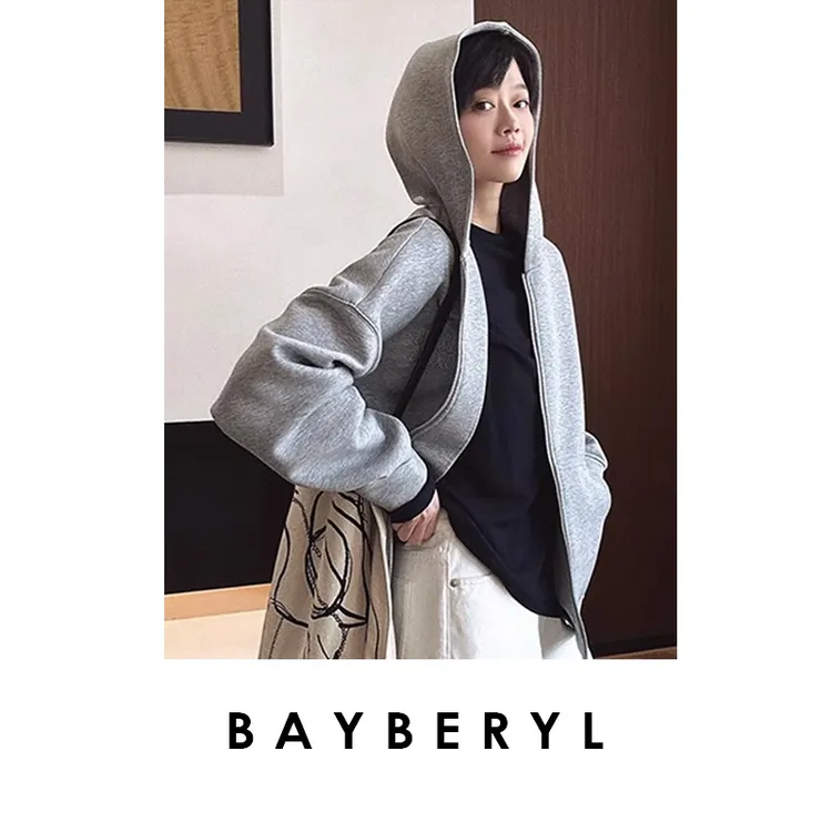 BAYBERYL老贝Well空气层宽松落肩连帽百搭卫衣 NT3F1524