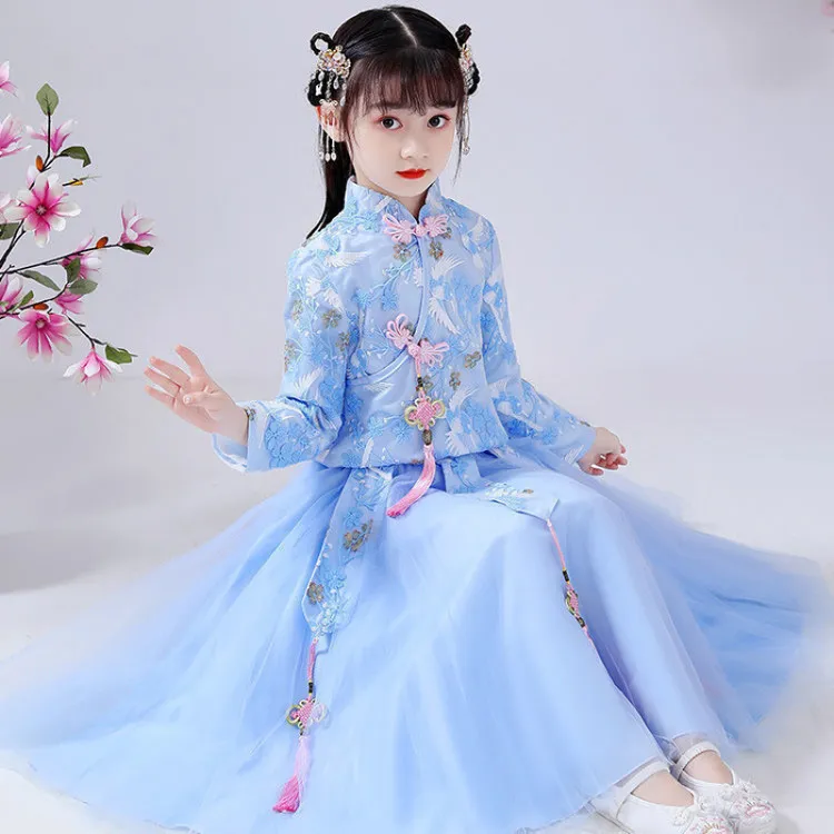 儿童汉服女春夏装女童古装裙子超仙中国风公主裙唐装童装樱花旗袍