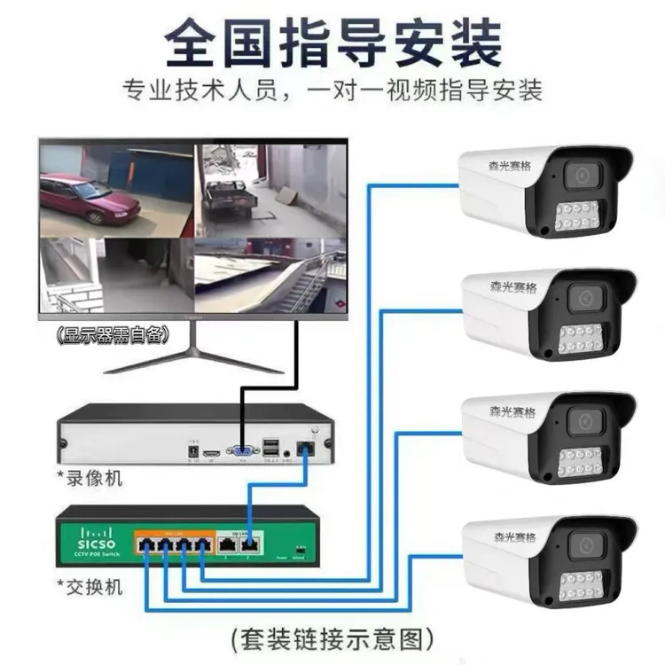 POE高清摄像头套装星光级夜视监控器摄像头家用监控器2025新款