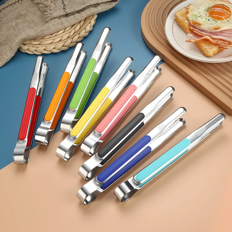 不锈钢韩式烤肉夹子多规格彩色酒店餐厅公用夹具加厚食品夹面包夹