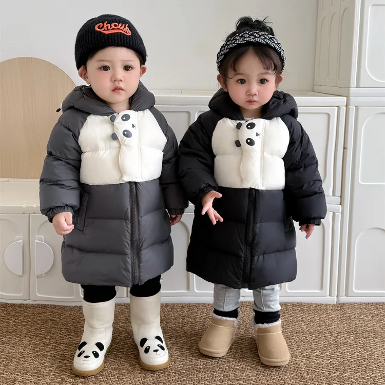 宝宝加厚中长款羽绒外套儿童羽绒服外套加厚90白鸭绒宝宝羽绒服