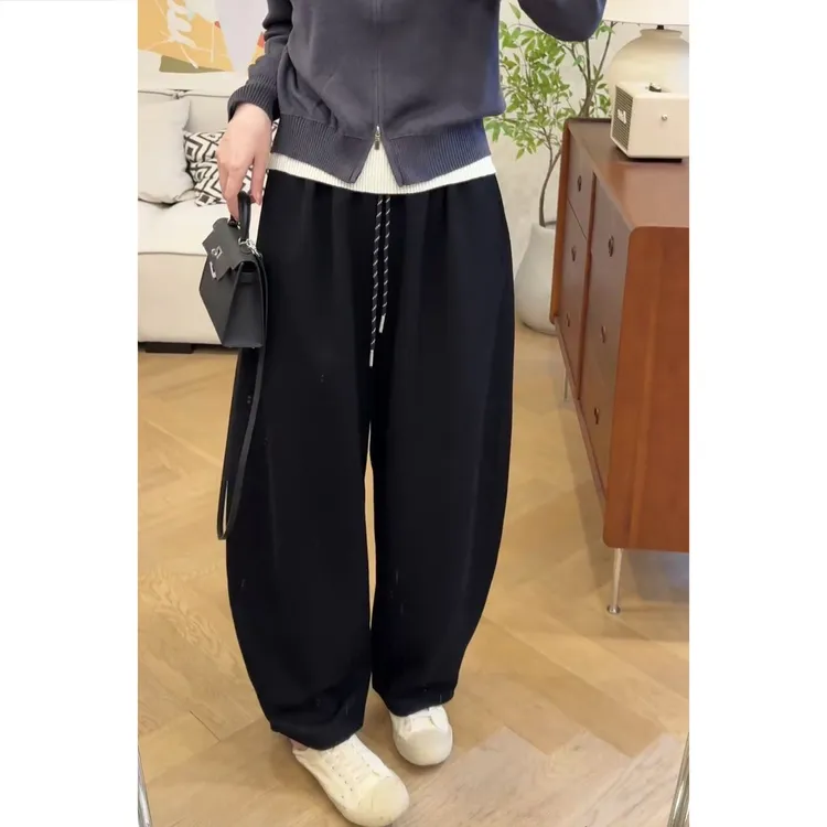 艾塔莉早秋哈伦裤百搭秋季休闲裤显瘦卫裤阔腿裤运动风垂坠感长裤