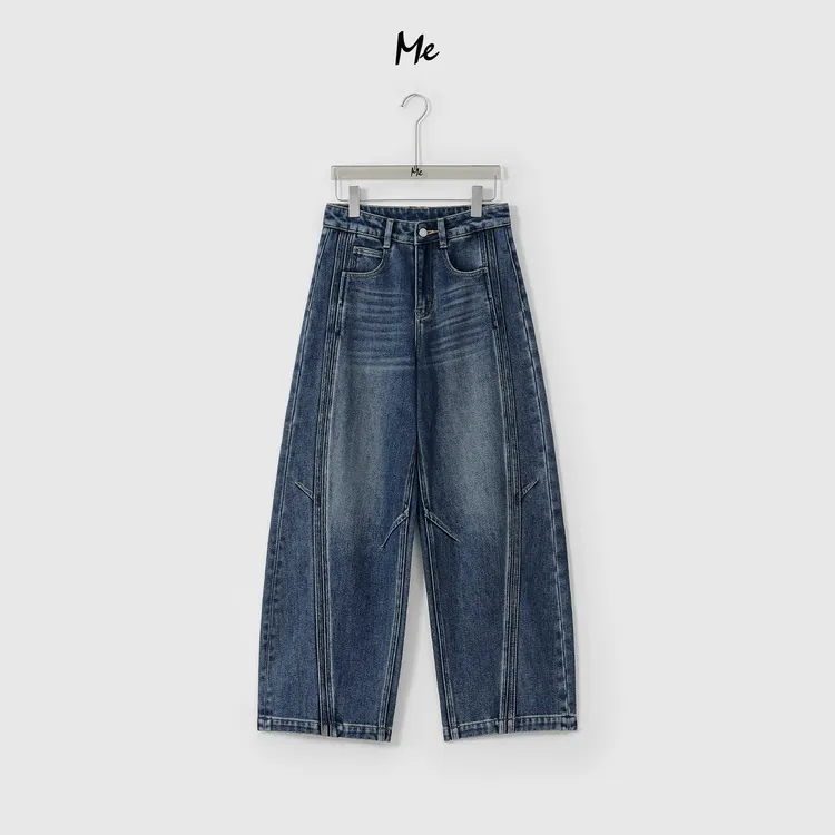 ME【巨瘦月牙裤（加绒）】立裁高腰显瘦百搭水洗弯刀牛仔裤MESA5784