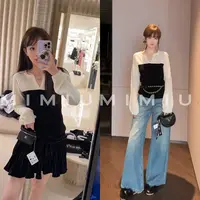 【mimius】喵喵 撞色设计感假两件气质收腰显瘦上衣 WG09128