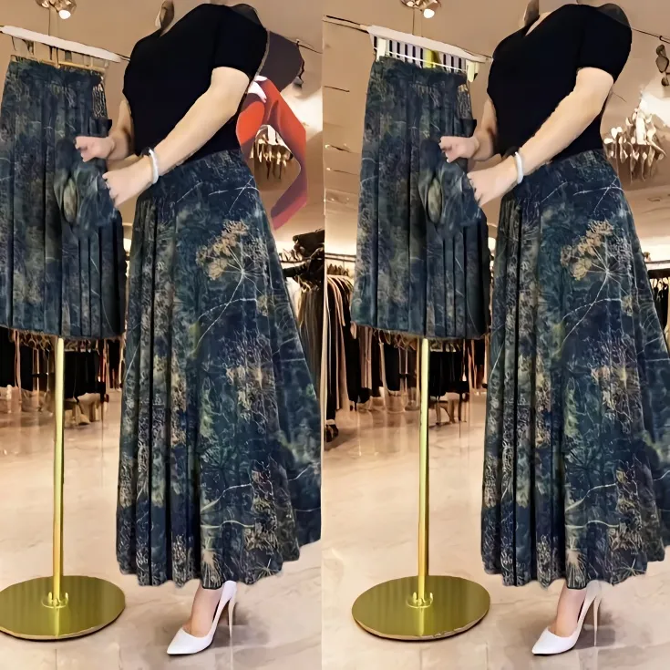 高贵上档次半裙洋气碎花时尚黑色2025新款贵夫人女装裙子