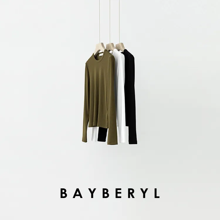 CC09-BAYBERYL老贝长袖螺纹T*显瘦圆领打底弹百搭25秋T恤NT5F1302