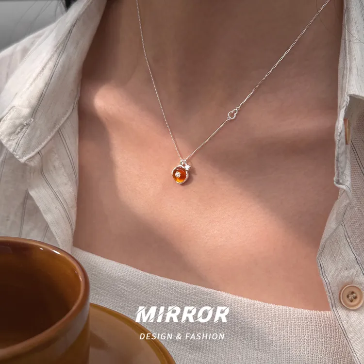 小麋人 坠链均925银 CX5970方块项链女锁骨链时尚创意甜美个性