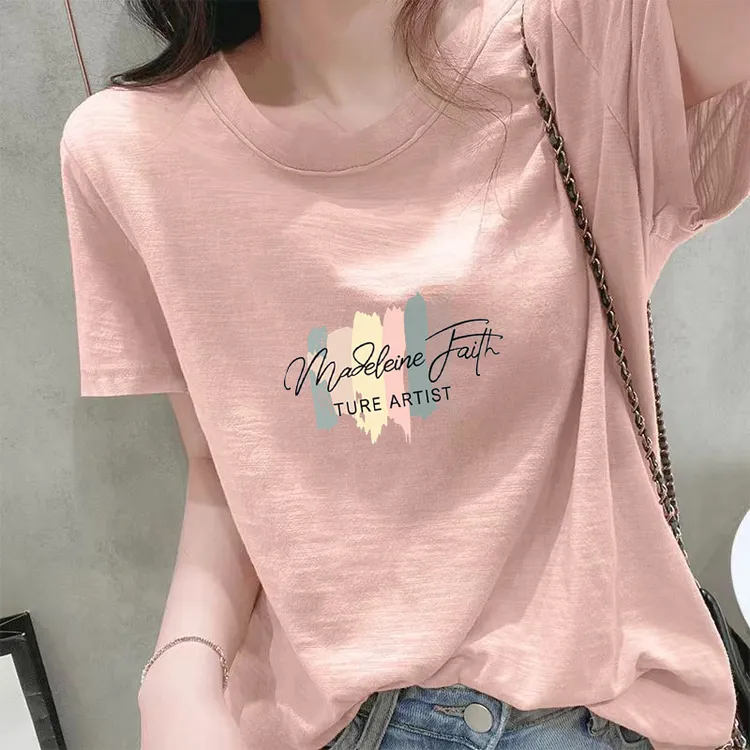 爆款竹节棉透气白色中国风短袖2025夏季新款圆领宽松T恤打底衫ins