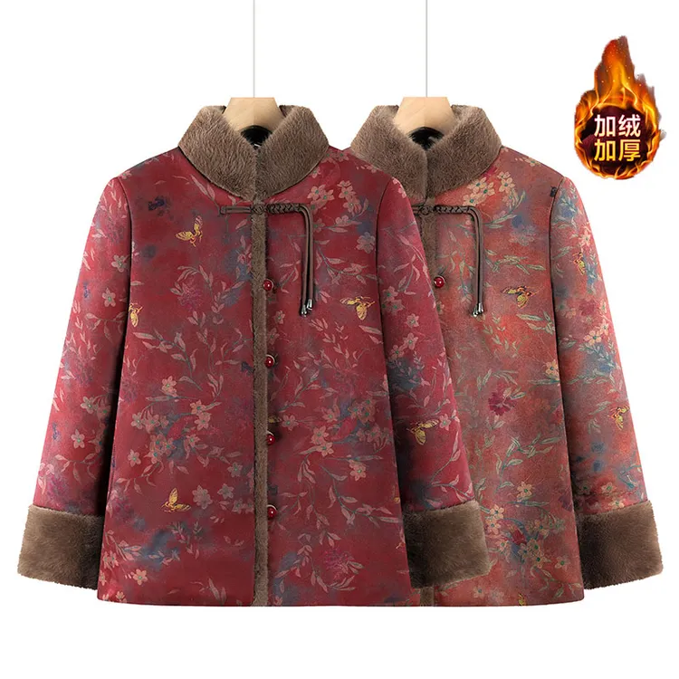 中老年女装妈妈冬装棉服外套2025新款加绒加厚棉袄保暖奶奶装棉衣