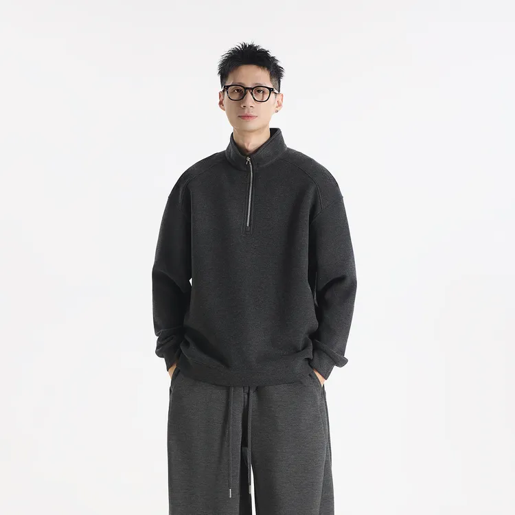 GCCDUPE77『北海道』绵羊毛纯色半拉链立领打底衫休闲时尚卫衣