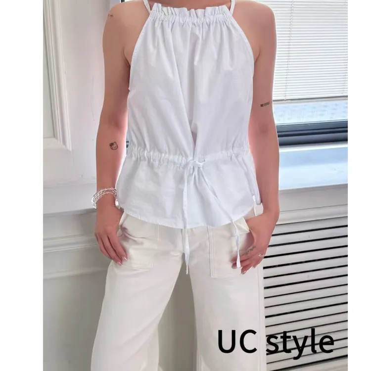 【UC STYLE】A8283抽绳挂脖收腰吊带主播穿S码