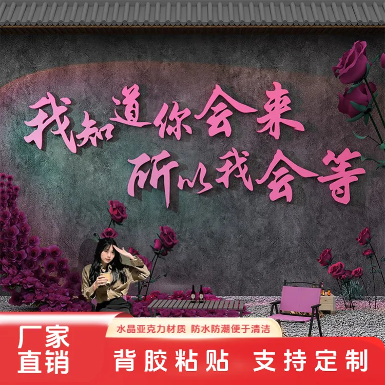 网红拍照区氛围布置亚克力3d立体墙贴小院打卡造背景形象墙面装饰