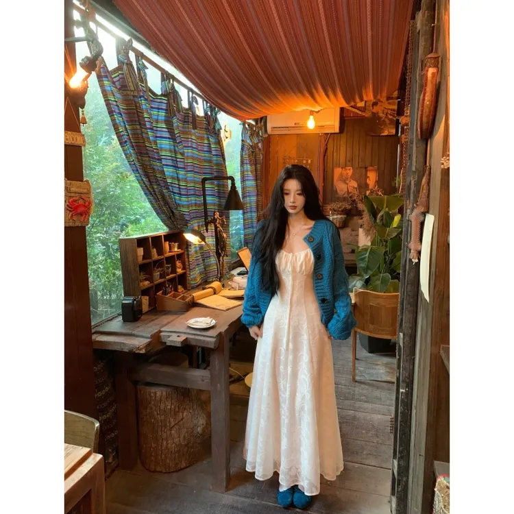 MARIE.COCO秋季新款纯欲慵懒针织毛衣外套女内搭氛围感连衣裙套装