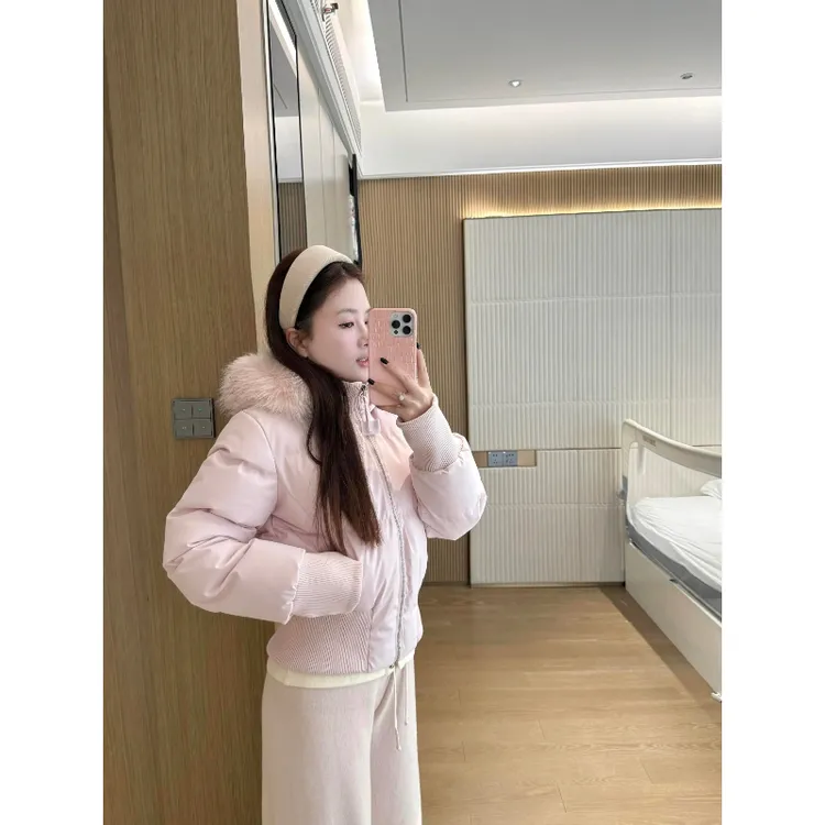 新国标90%白鸭绒小海鸥粉色短款羽绒服女2025年新款加厚小个子潮
