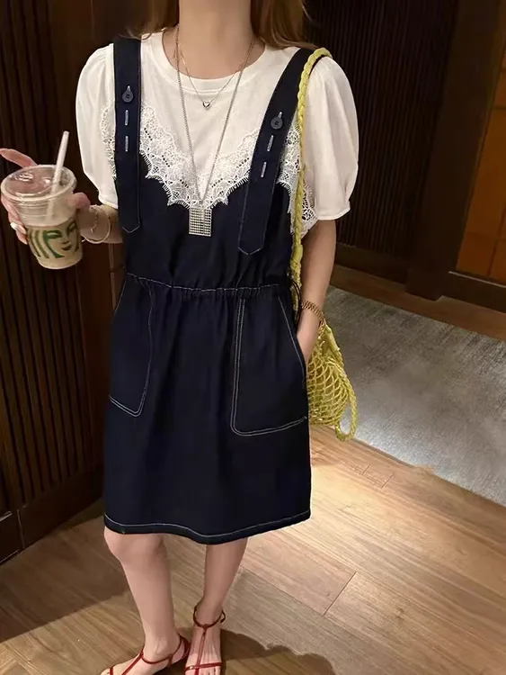 时尚时尚套装少女风吊带收腰连衣裙两件套波西米亚风休闲