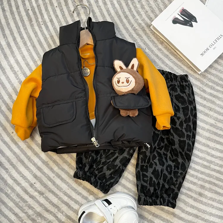 马甲三件套儿童棉服套装冬季加厚保暖2025洋气新款