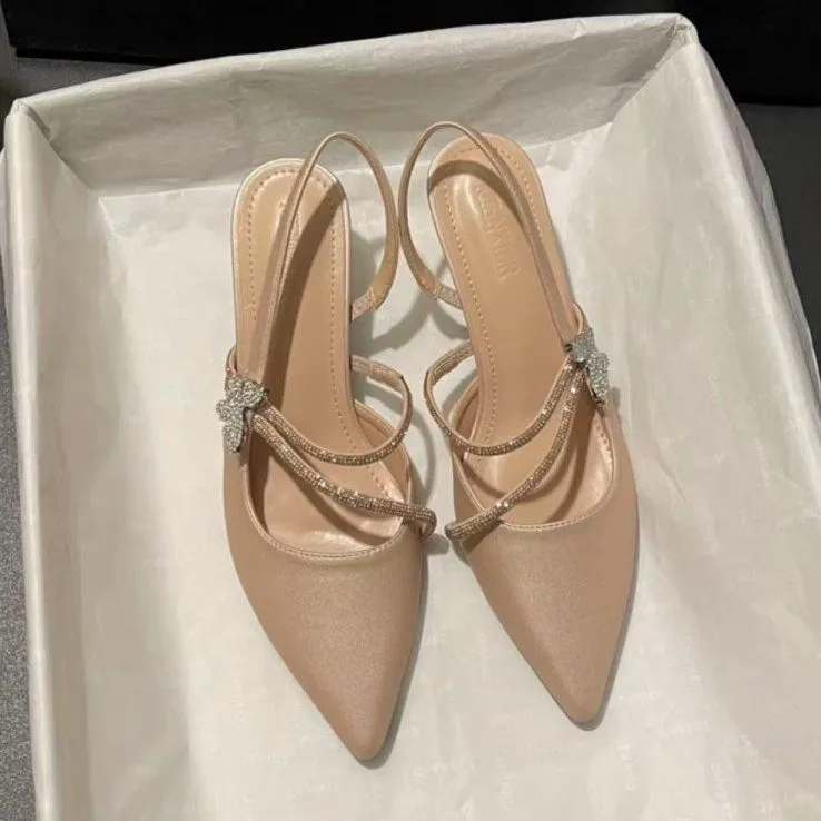 尖头浅口单鞋凉鞋2025新款夏季包头时尚法式玛丽珍明星同款仙女风