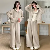 200斤微胖mm休闲套装女秋冬季大码宽松显瘦洋气减龄运动服两件套