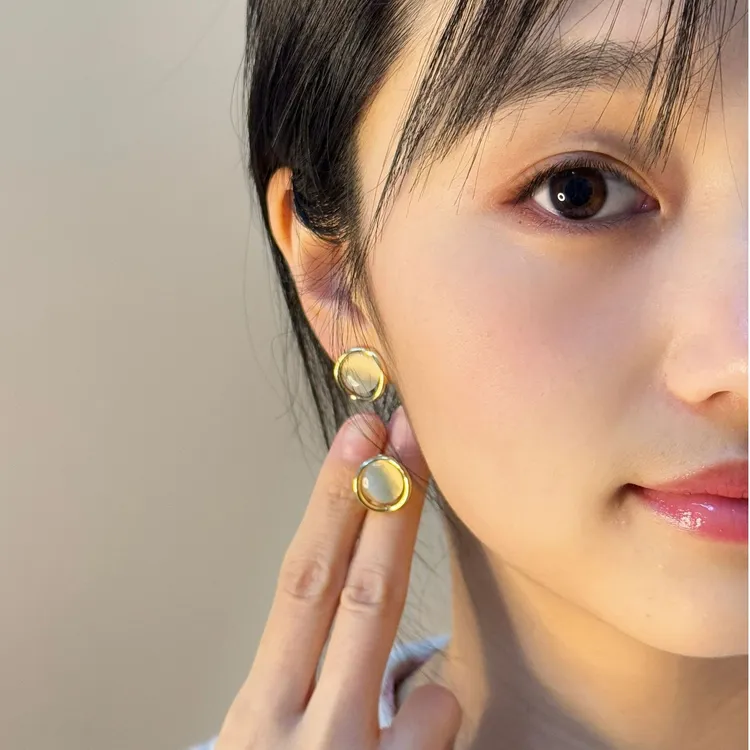 铜合金亚克力耳饰 猫眼石银针耳环女高级感小众气质轻奢冷性风