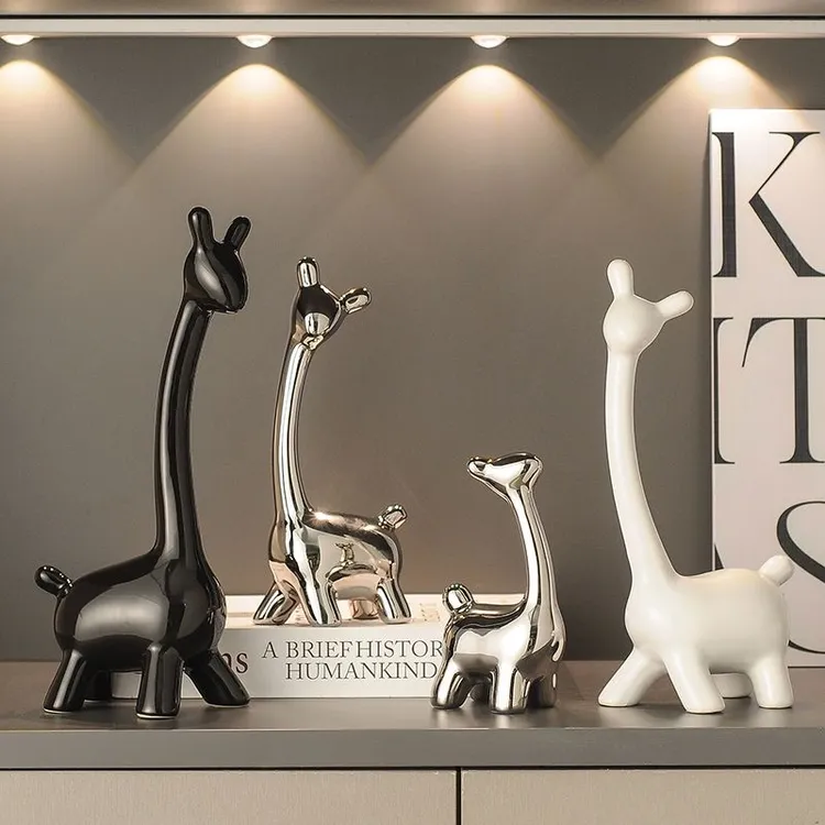 温馨家一家四口小鹿陶瓷家居饰品摆件轻奢摆件酒柜装饰品摆件