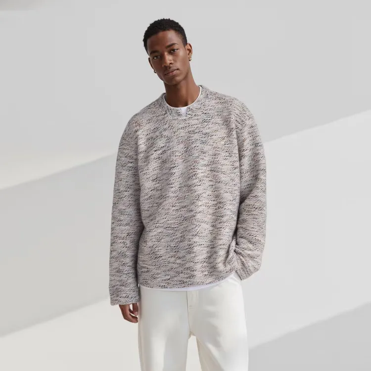 LANGGS&浪叔 25秋季花纱满天星假两件亨利领套头长袖卫衣-FW5487