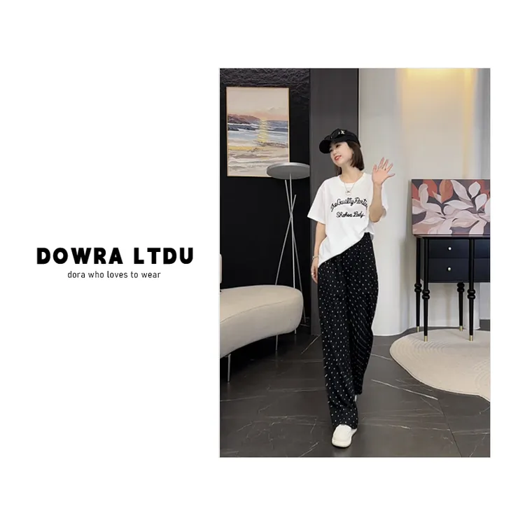 Dowra-LTDU【自由呼吸】2025年夏款圆领雪花百搭短袖T恤女016-10258