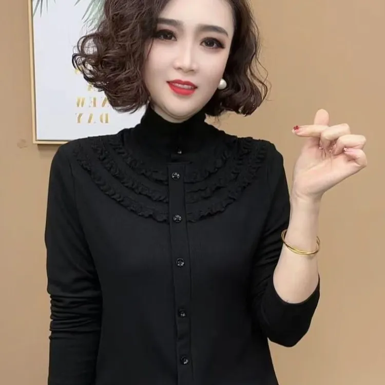 薄款爆款冬季新款加绒保暖打底衫洋气百搭减龄显瘦上衣女琥珀流光