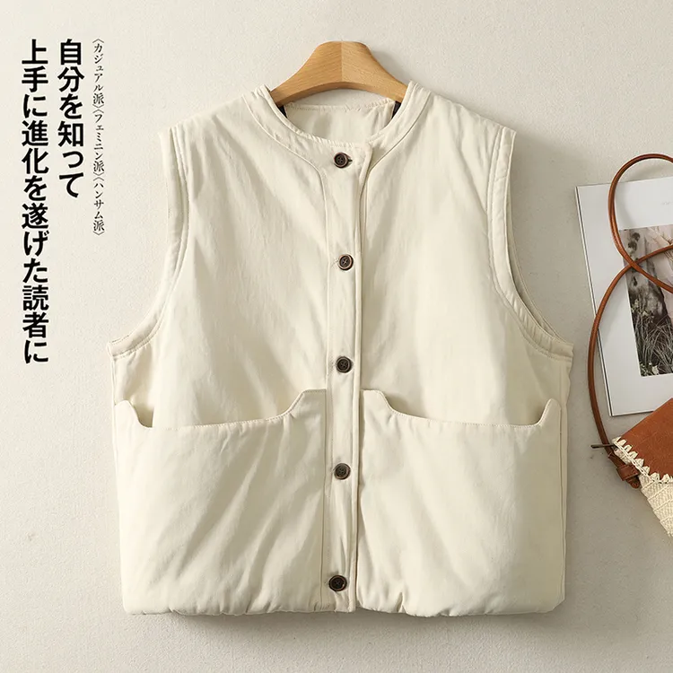 2025秋冬装时尚新款韩版大码时髦复古气质女士休闲棉衣马甲外套女