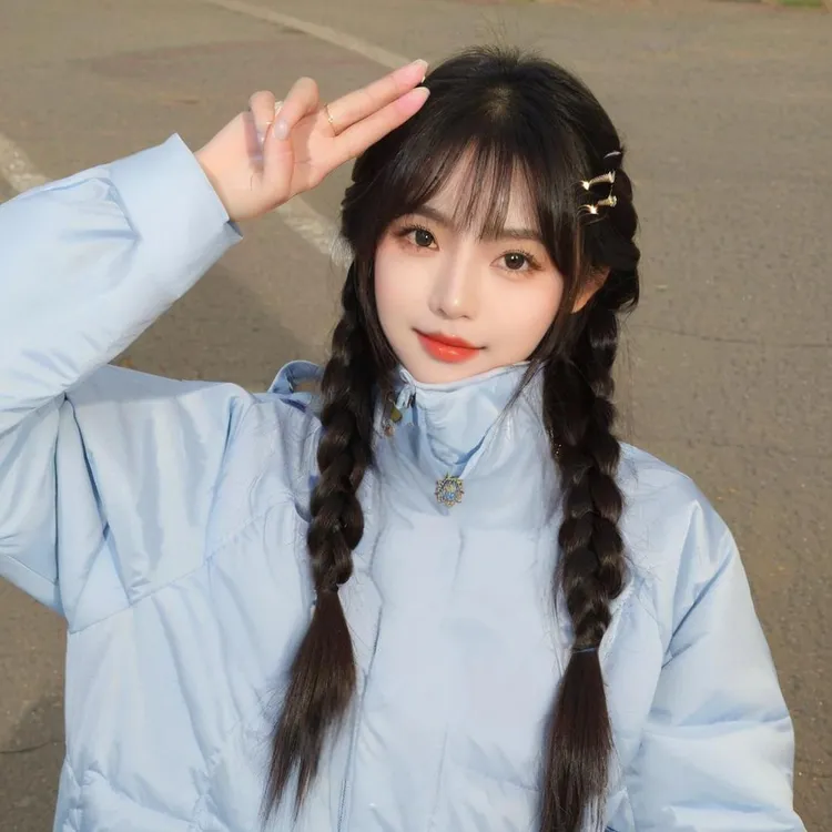 外贸动漫cos假发女整头双辫双麻花辫子扭辫假发舞台演出道具头套