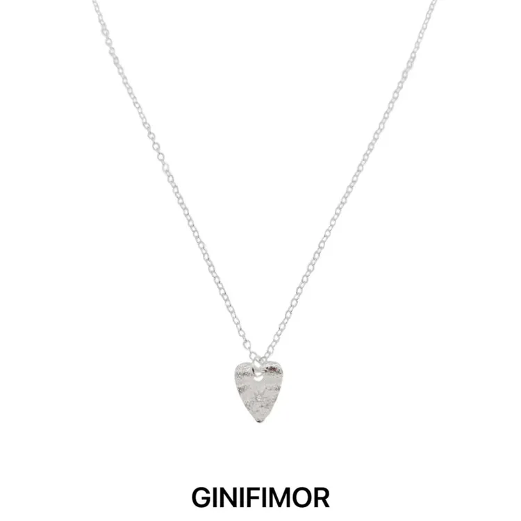 GINIFIMOR 铜合金项链 a656 肌理感小爱心吊坠项链女百搭锁骨链