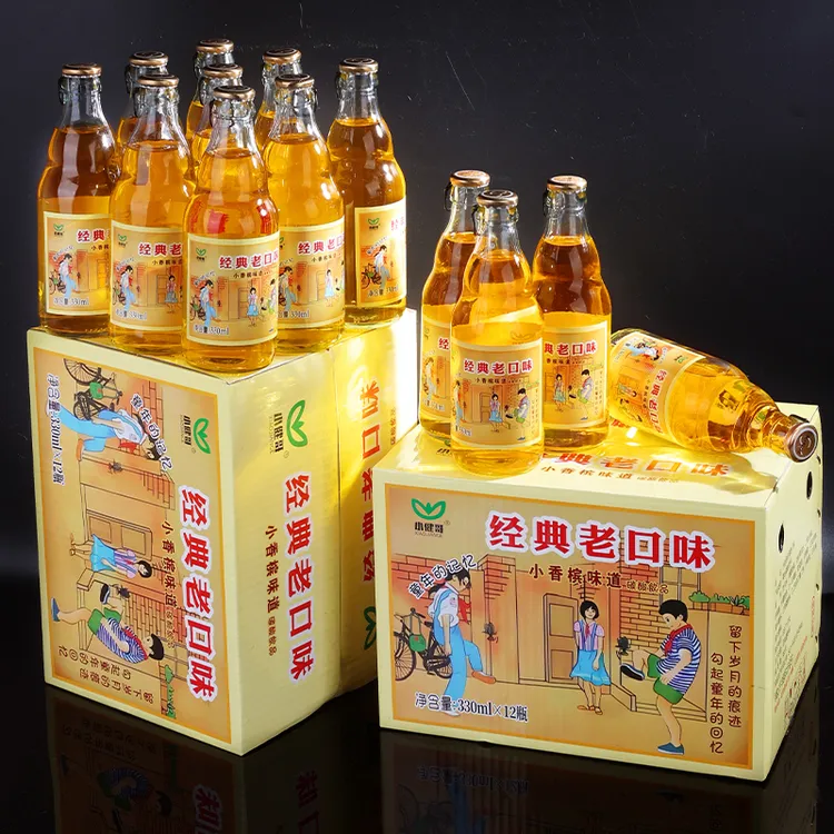 网红经典小香槟汽水饮料怀旧8090童年味道330ml玻璃瓶气泡水整箱