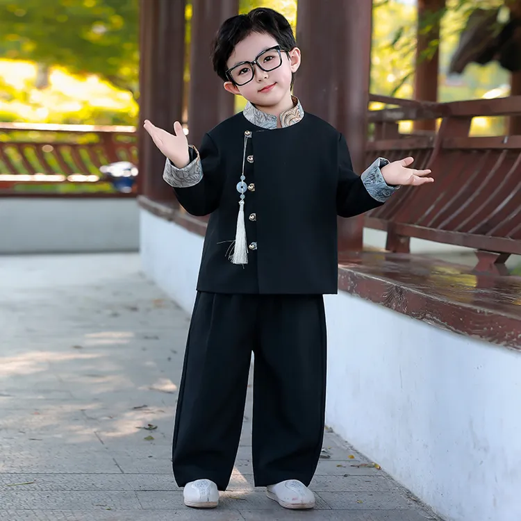 儿童汉服男童中式国风日常套装秋季小少爷古风唐装宝宝中秋演出服