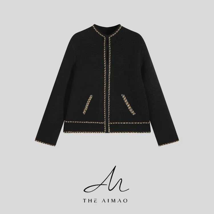 【THE AIMAO】“财阀千金“绵羊毛混纺加厚保暖小香圆领外套XYX83057