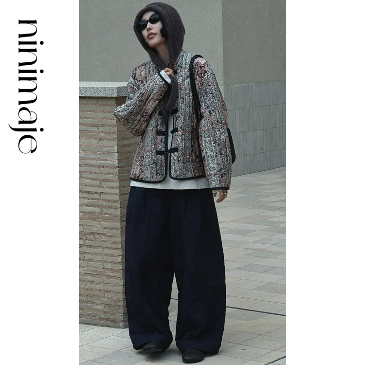 NanBeiBei 极简设计款立体裁剪提花双面中式棉服 7220