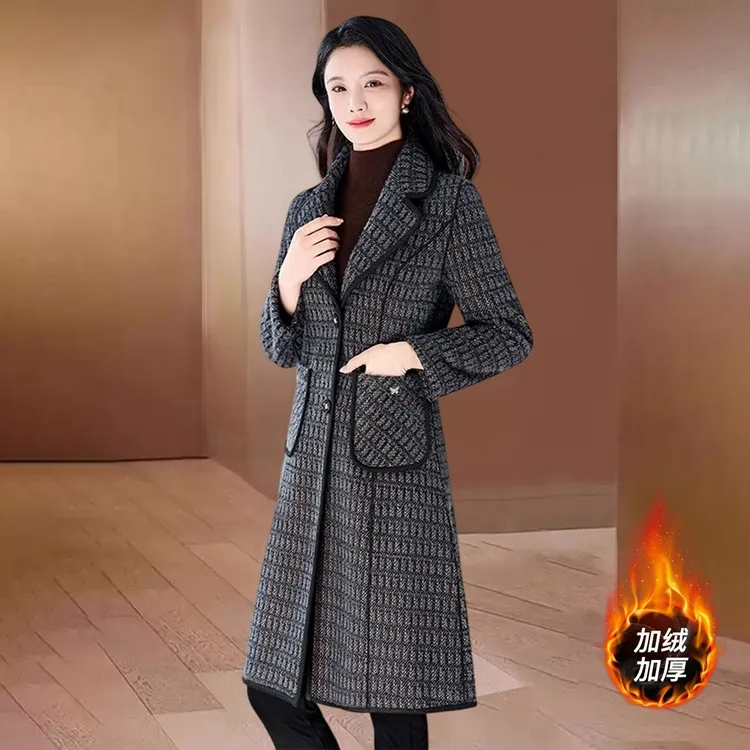 品牌双面穿杭州意法毛呢外套2025秋冬爆款加绒加厚高端中长款大衣