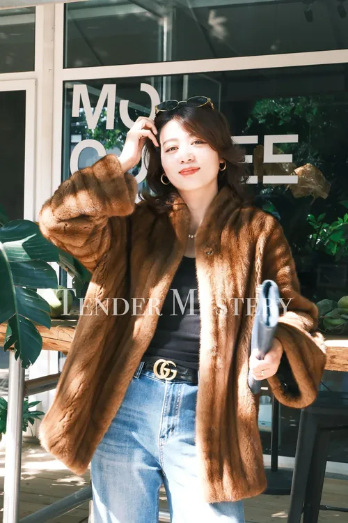 TM·温柔之谜【复古美学】中长款进口外套貂皮水貂皮草女新款