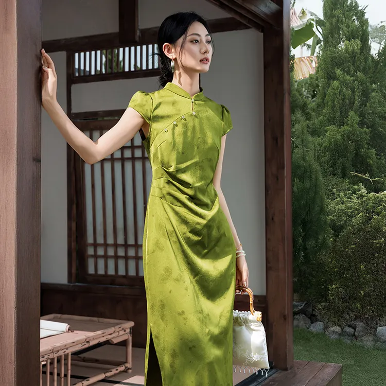 爱客25夏新款新中式蝴蝶印花显瘦旗袍连衣裙RL25220L001