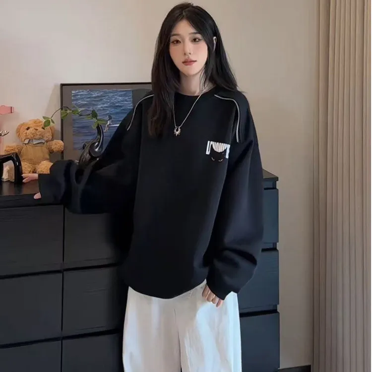 秋季美式高街cleanfit痞帅怪兽印花长袖卫衣春秋袖