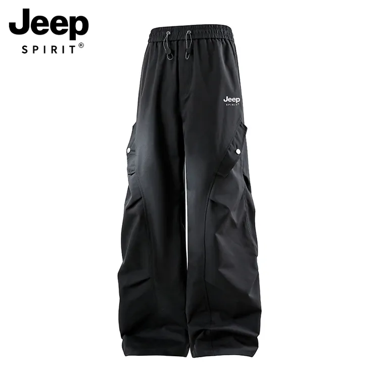 JEEPSPIRIT吉普男冲锋裤爆款秋冬加绒休闲工装裤直筒裤情侣山壳裤