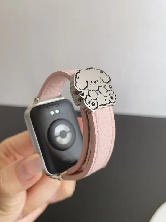 适用小米手环9pro小狗表带8pro荔枝纹Redmi4红米watch5真皮腕带