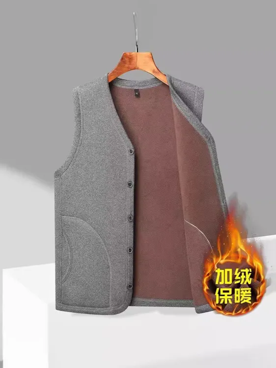 加绒加厚中老年马甲冬季加绒老年人外穿坎肩爸爸保暖背心衣服男装
