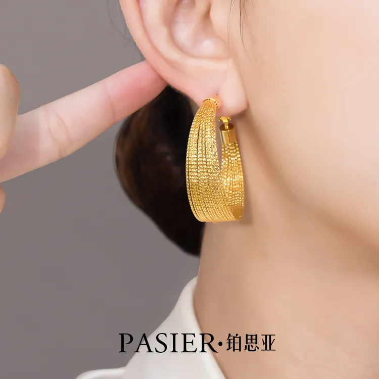 铜合金无非金属耳饰 [环环相耀]小众轻奢高级感时尚女款耳环