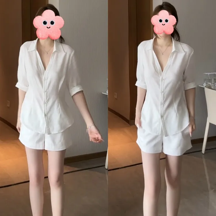 2025夏季新款韩版时尚超舒适显瘦透衬衫+老钱百搭短裤LK2505089