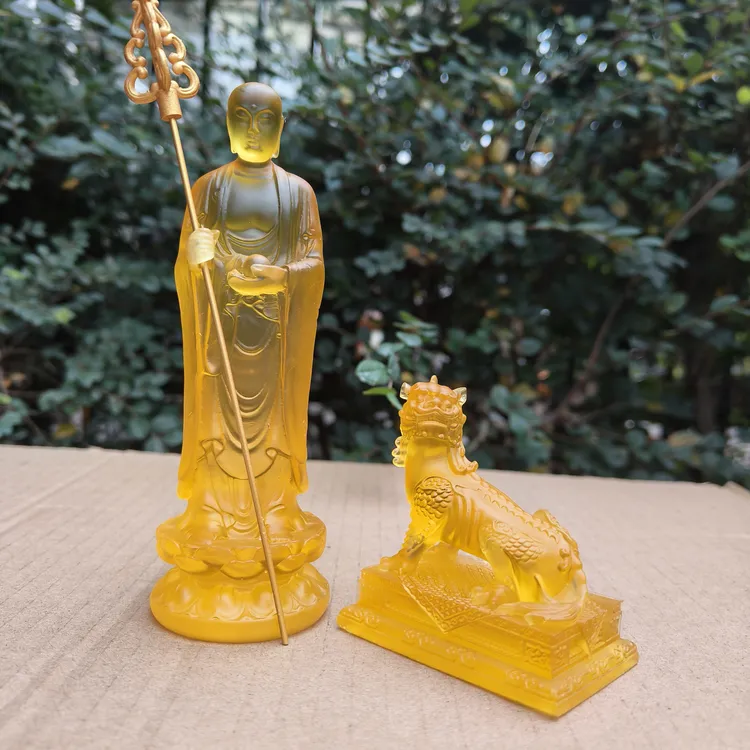 精致雕刻水琉璃地藏王像居家玄关手工摆件