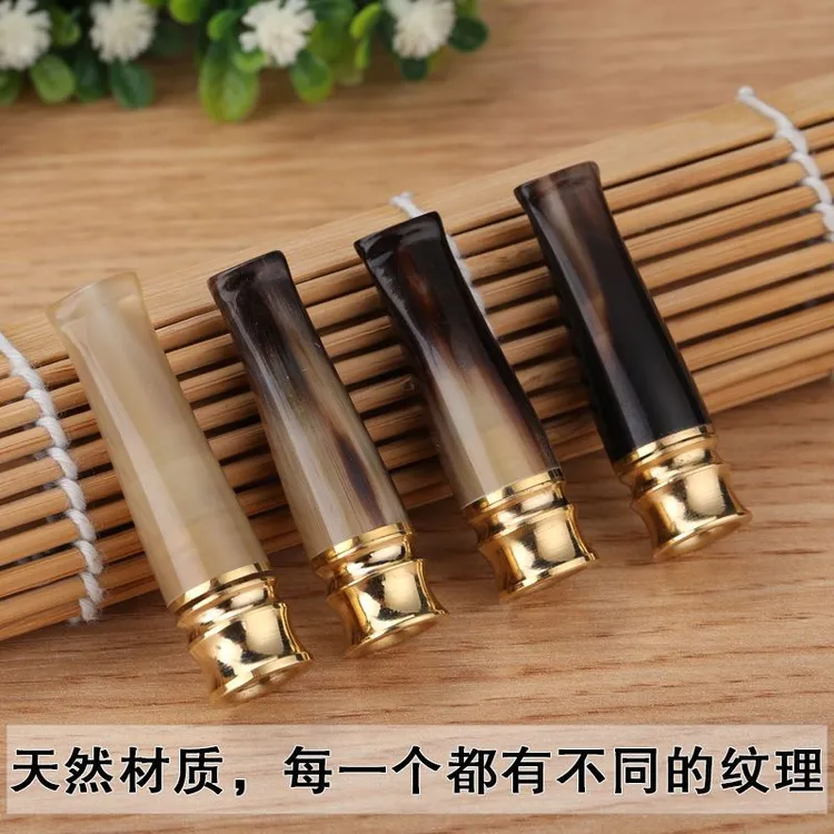 精品牦牛角烟嘴双重过滤可清洗拉杆式粗细两用香烟过滤嘴滤芯男士