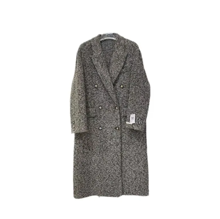 气质大衣百搭羊.毛大衣时尚轻奢冬季格纹8583