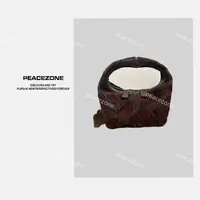 Peacezone 头层羊京绒+编织 欧美时尚拉链手提包
